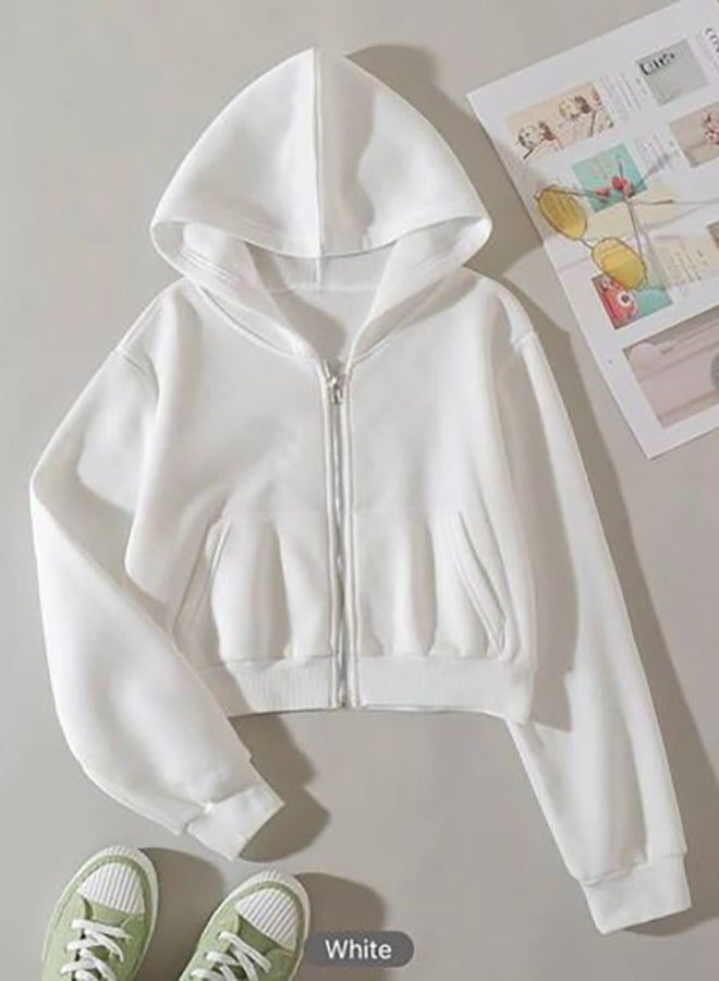 Short Sweatshirt for Women - White